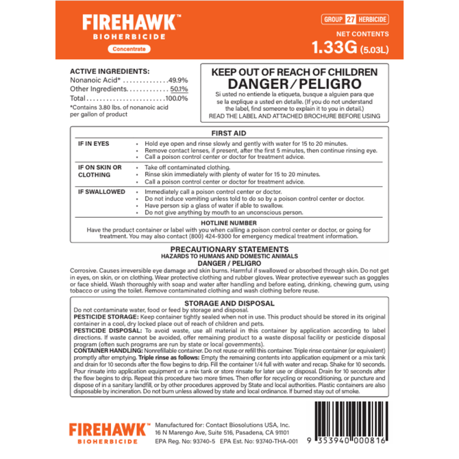 FireHawk Bioherbicide Concentrate-1.33G