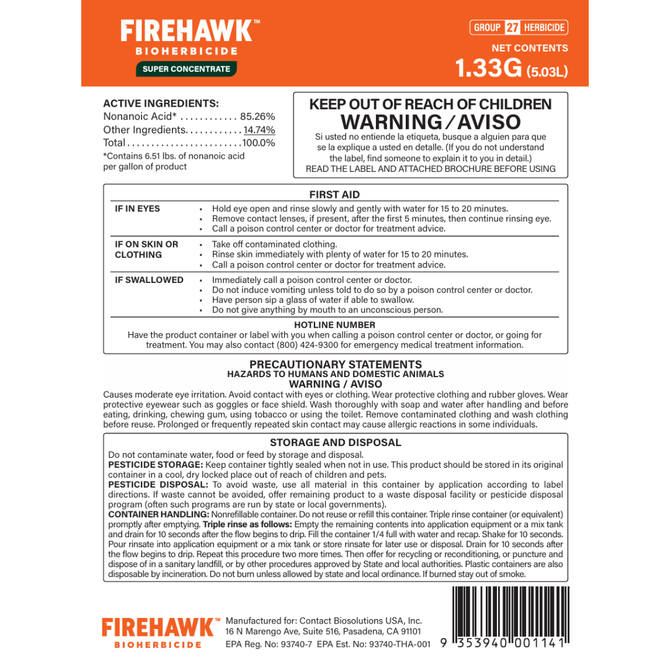 FireHawk Bioherbicide Super Concentrate-2.66G