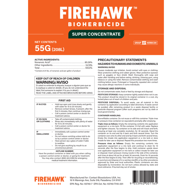FireHawk Bioherbicide Super Concentrate-55G